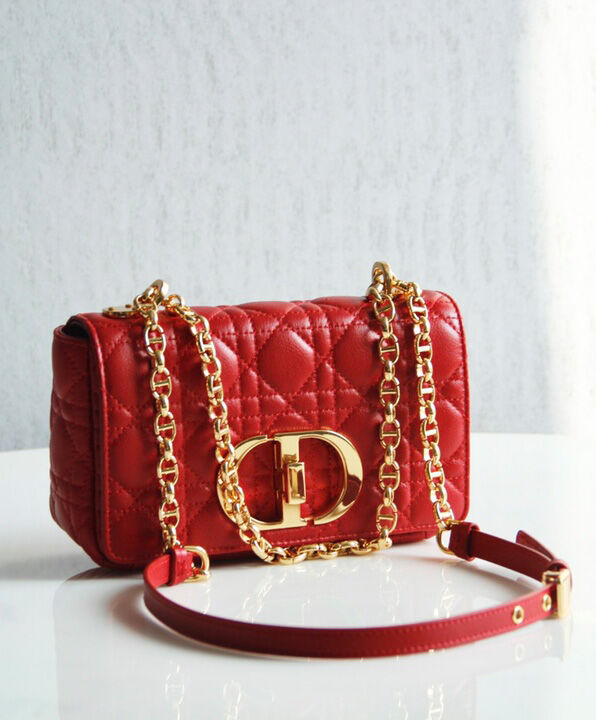 Christian Dior Small Dior Caro Bag Red